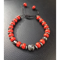 Buddha fejes mala piros karkötő