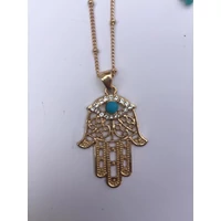Fatima keze nyaklánc türkiz szemes kővel