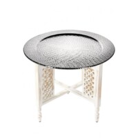 Nizza keleti teázó asztal (fehér) 60 cm ezüst