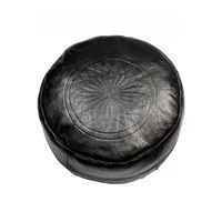 Fes marokkói bőr puff, ülőpárna fekete