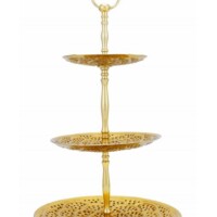 Aghdas marokkói emeletes süteményes tálca arany szinű