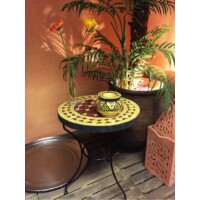 Marrakeshi mozaik asztal bordó/sárga