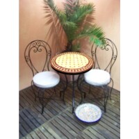 Marrakeshi mozaik asztal natúr/bordó