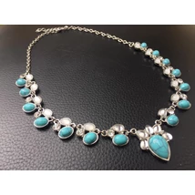 Türkiz medálos tibeti nyaklánc 