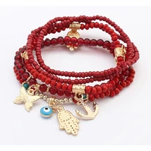 Fatima keze karkötő piros színű