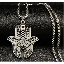 Fatima keze nemesacél nyaklánc