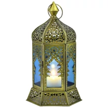 Labib marokkói mécses és gyertyatartó kék