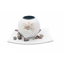 Szivecskés gyertya és mécsestartó