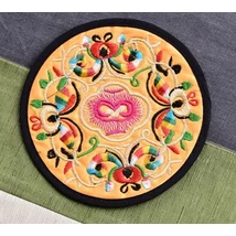 Tibeti hímzett poháralátét narancssárga színű 2 db