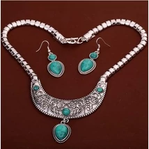 Türkizzöld kővel tibeti ékszer szett