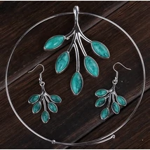 Türkizzöld kővel tibeti ékszer szett