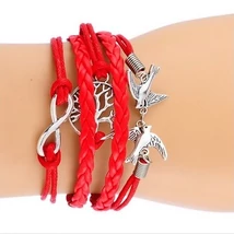 Életfa mintás karkötő piros