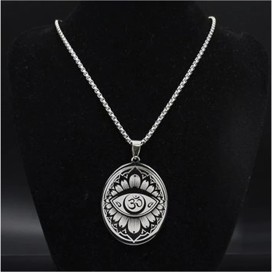 Lótuszos Om nemesacél nyaklánc 