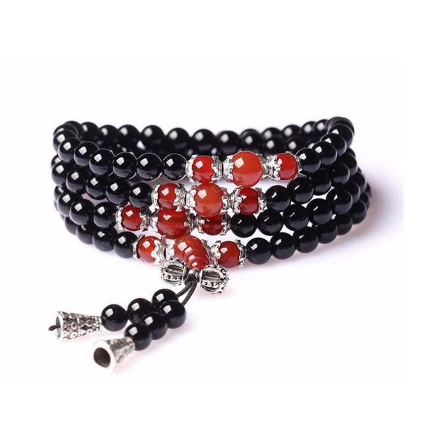 108 szemes ónix mala karkötő