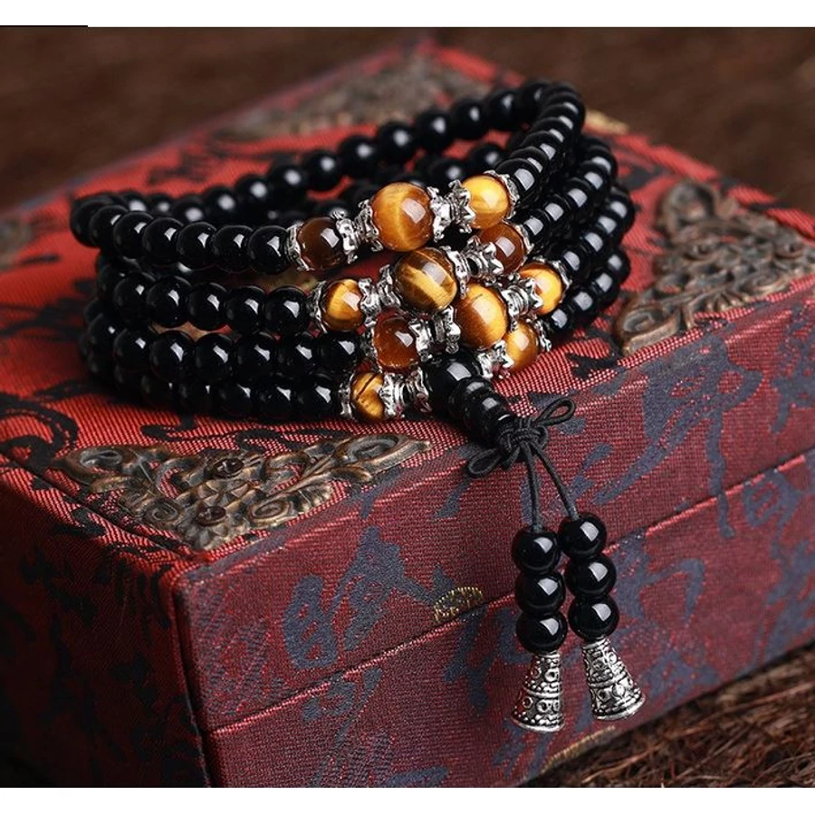 108 szemes ónix mala karkötő