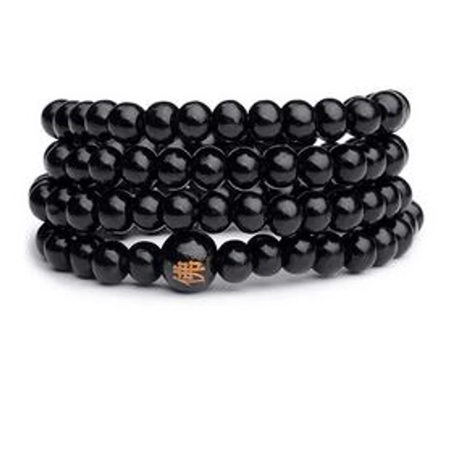 108 szemes fa fekete mala vésett osztóval karkötő