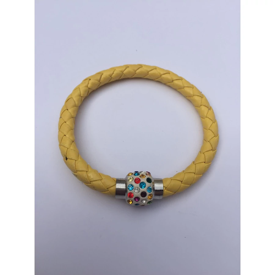 Shamballa fonott műbőr karkötő sárga