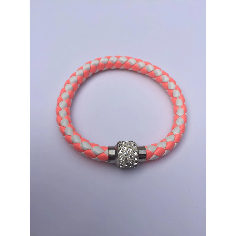 Shamballa fonott műbőr karkötő fehér - színes