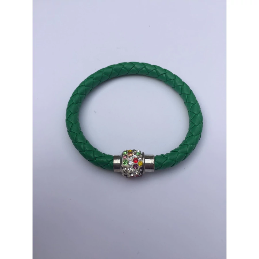 Shamballa fonott műbőr karkötő sötétzöld - színes