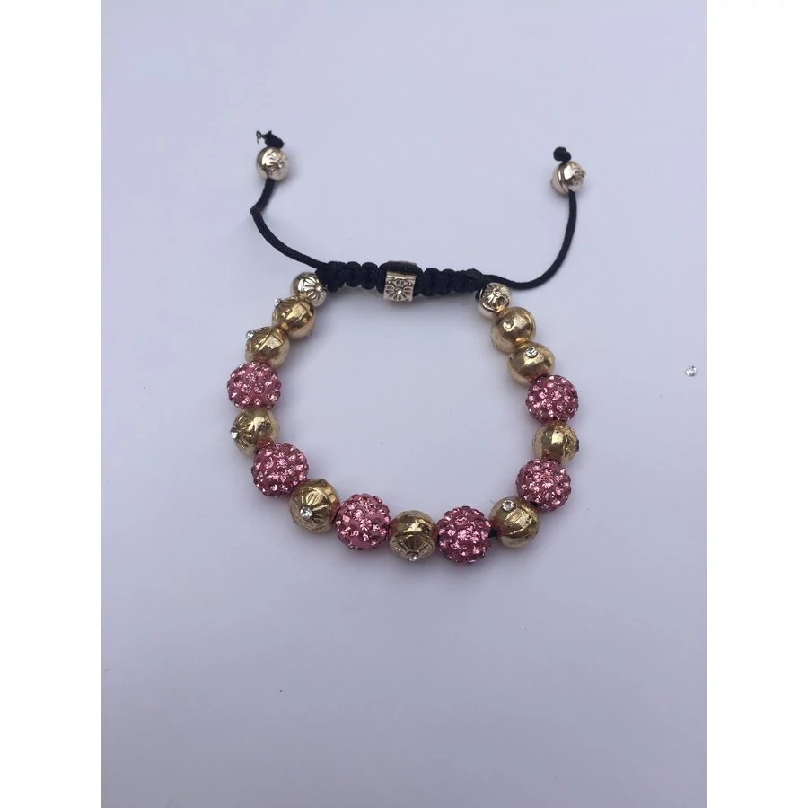 Rózsaszín - Arany Shamballa karkötő
