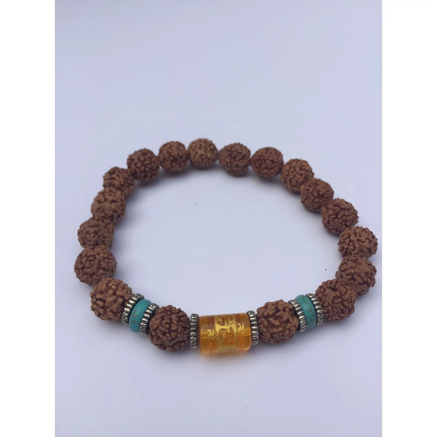 Rudraksha mala vésett tibeti osztóval karkötő