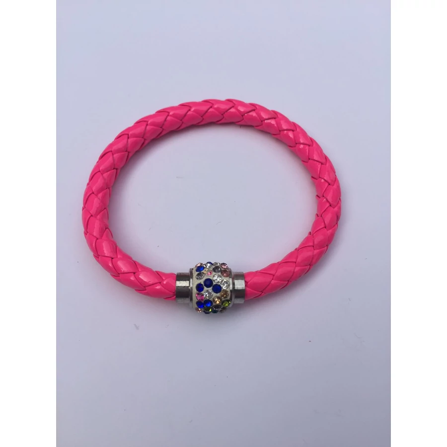 Shamballa fonott műbőr karkötő rózsaszín - színes