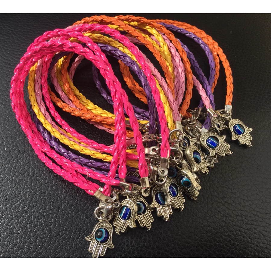 Fatima keze karkötő fonott bőrből több színben 