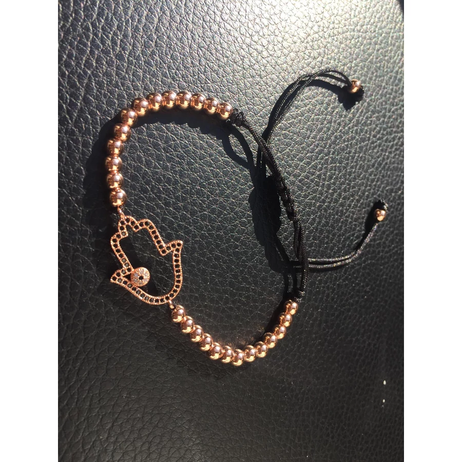 Fatima keze karkötő rosegold színű gyönggyel