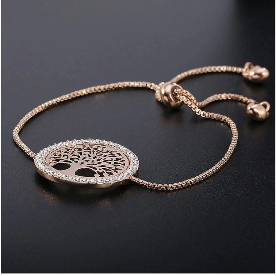 Életfás karkötő arany színű lánccal