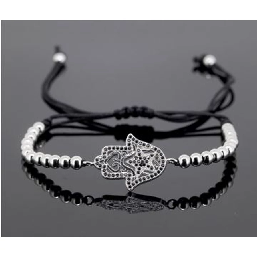 Fatima keze karkötő ezüst színű gyönggyel