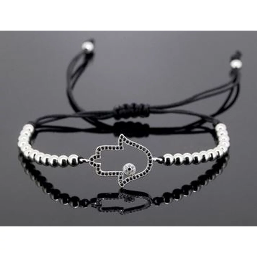 Fatima keze karkötő ezüst színű gyönggyel