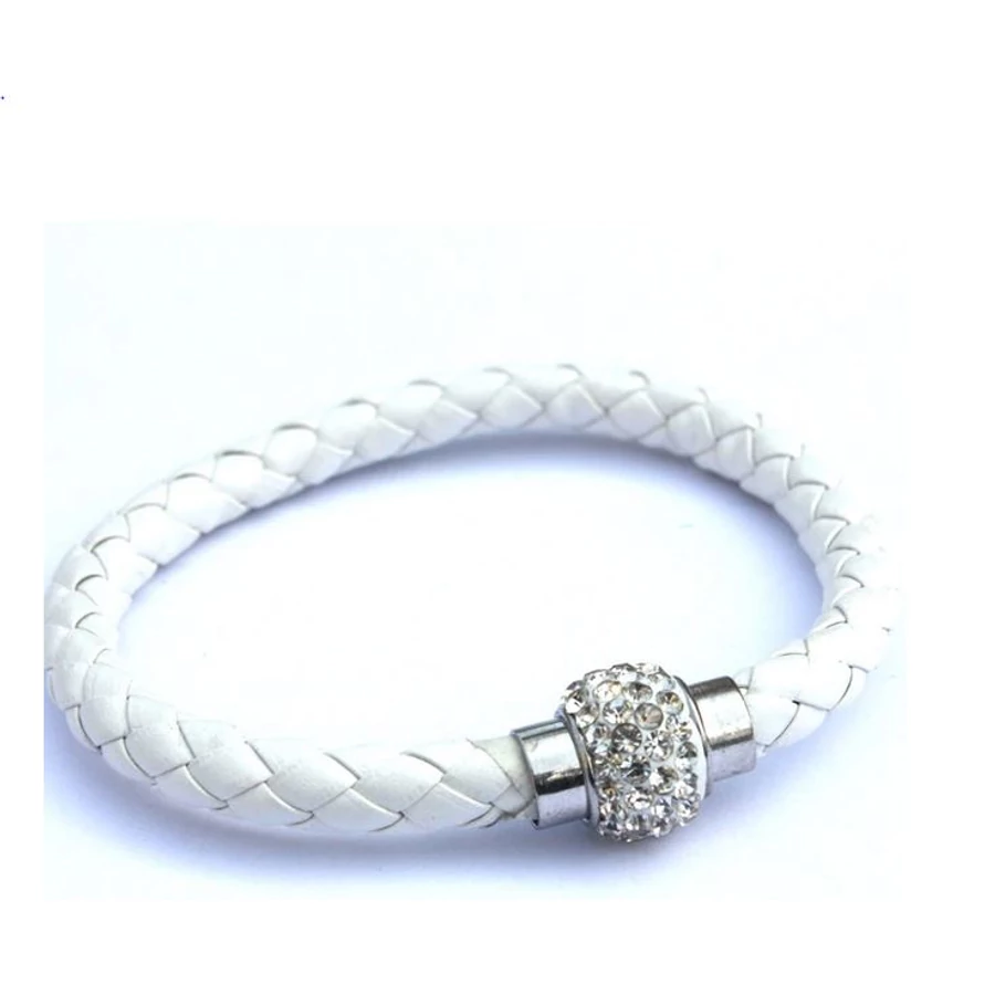 Shamballa fonott műbőr karkötő fehér