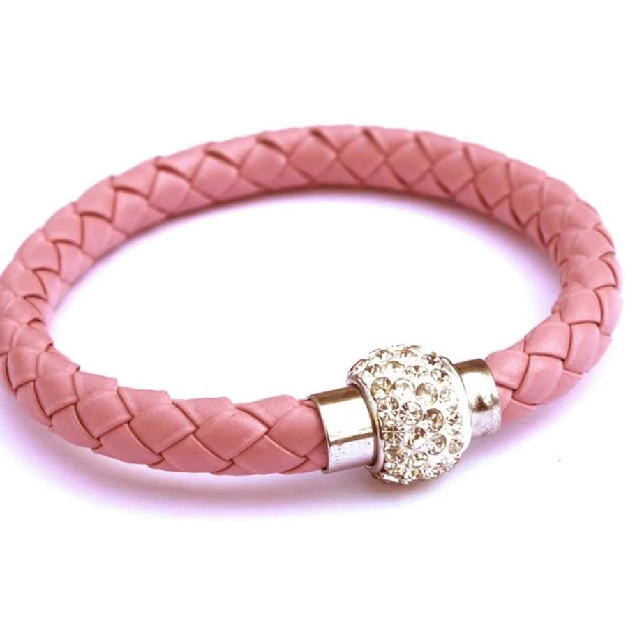 Shamballa fonott műbőr karkötő rózsaszín