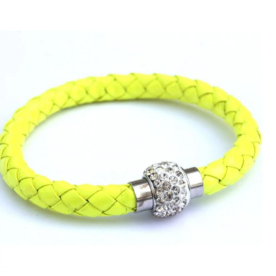 Shamballa fonott műbőr karkötő sárga