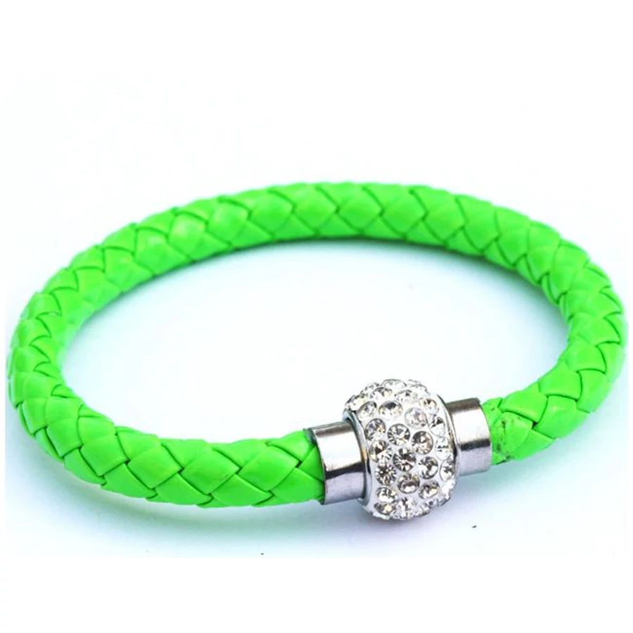 Shamballa fonott műbőr karkötő zöld