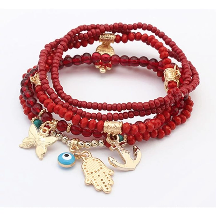 Fatima keze karkötő piros színű