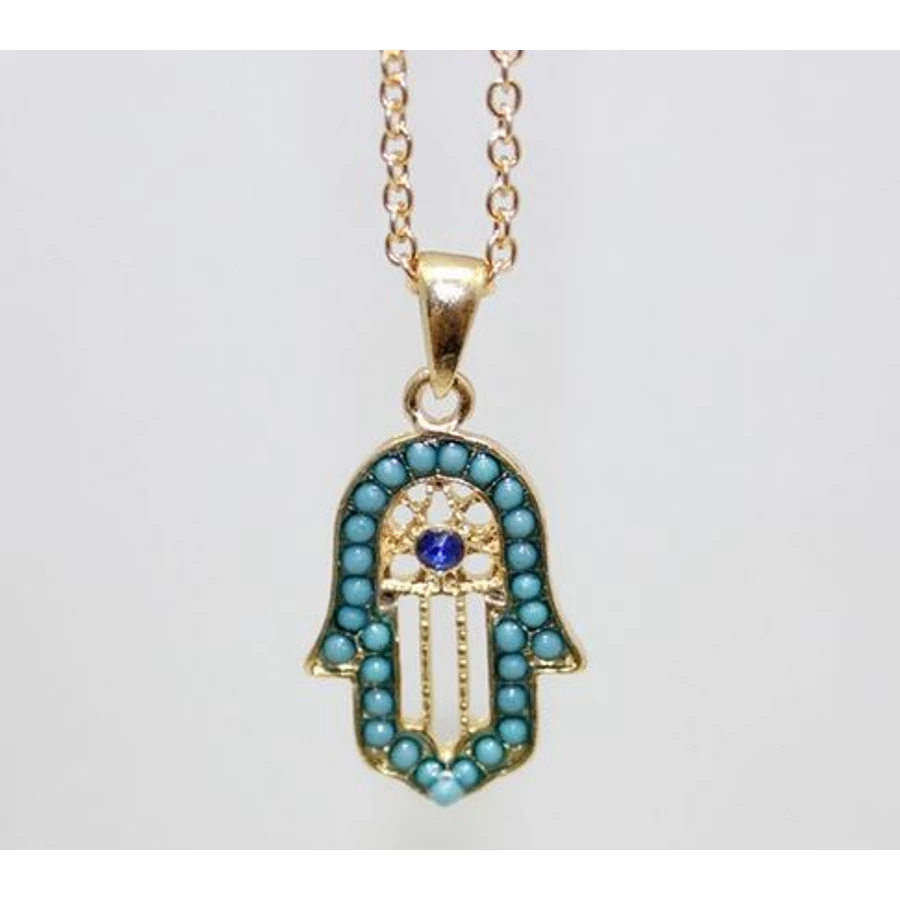 Fatima keze nyaklánc türkiz kővel
