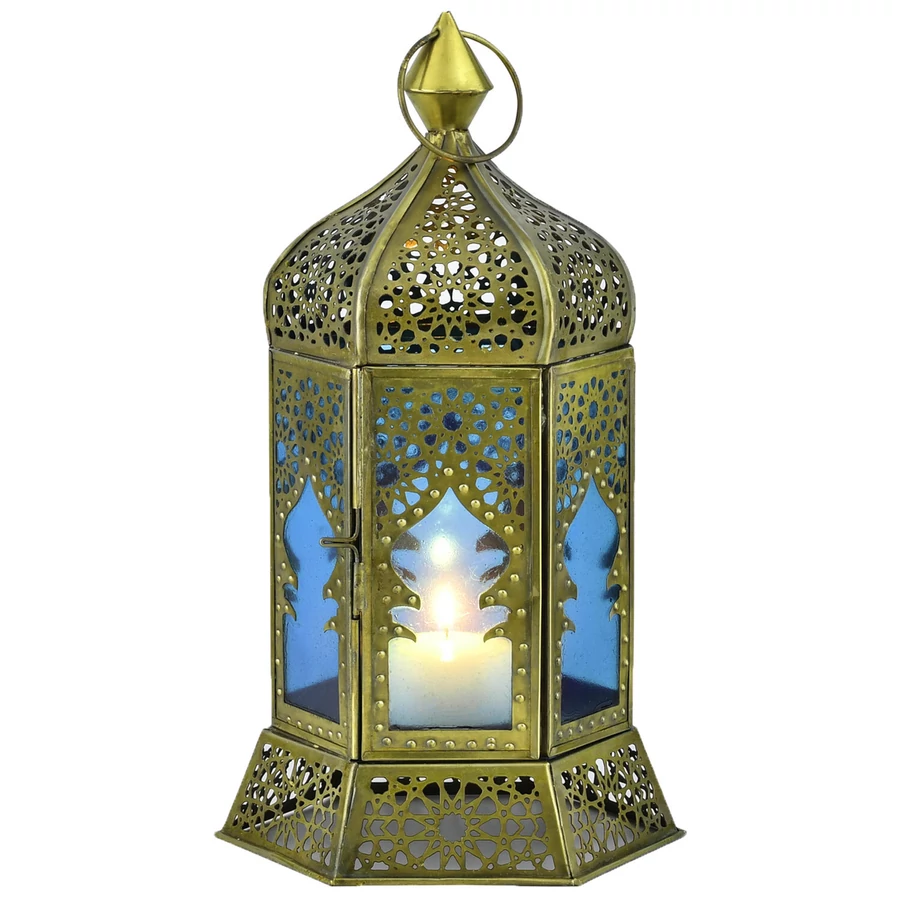 Labib marokkói mécses és gyertyatartó kék