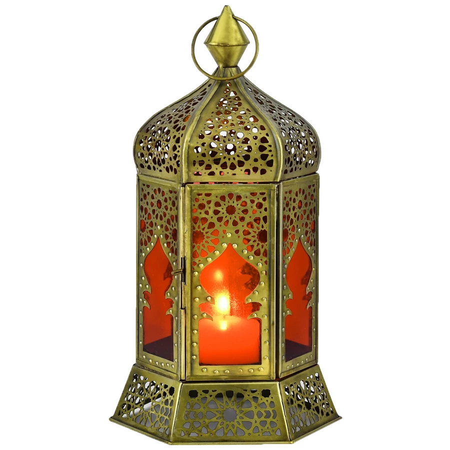 Labib marokkói mécses és gyertyatartó piros