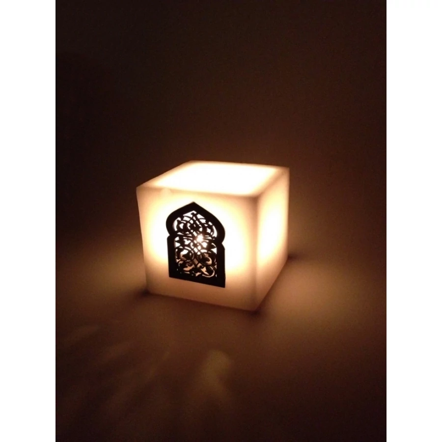 Paraffin mécsestartó  lámpa Marokkóból Defne fehér