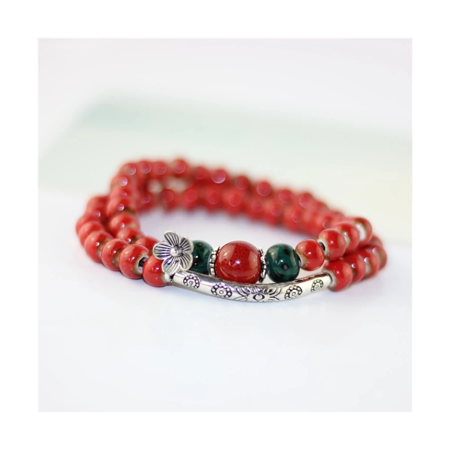 Aabha piros porcelán karkötő