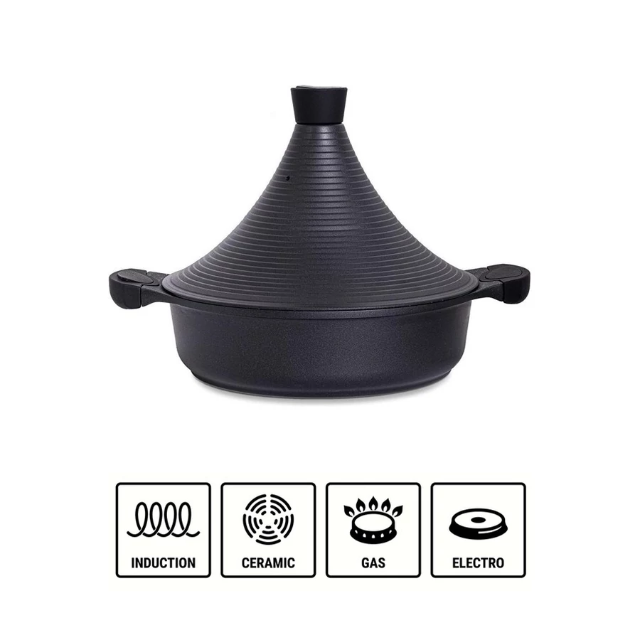 Tagine gránit tetővel 28 cm fekete