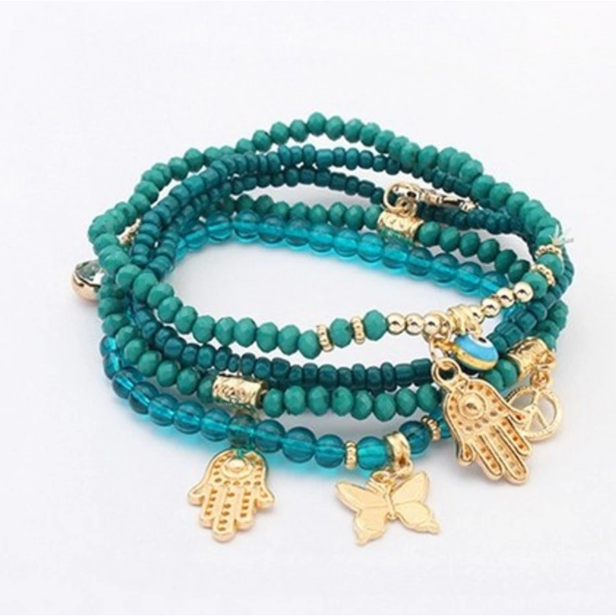 Fatima keze karkötő türkiz színű